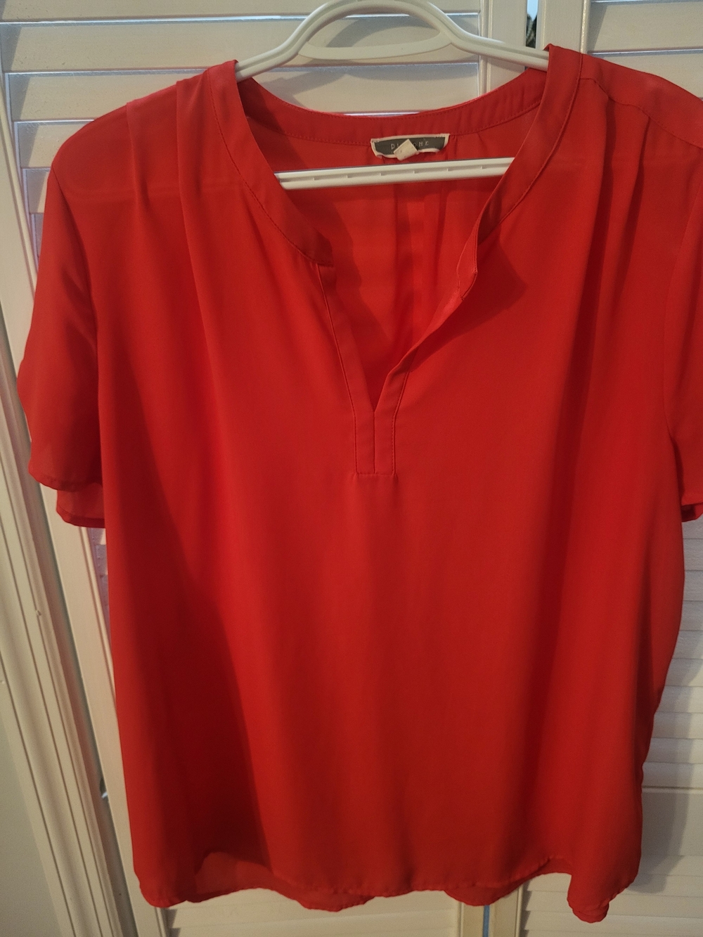 Pleione Split V-Neck Short Sleeve Blouse